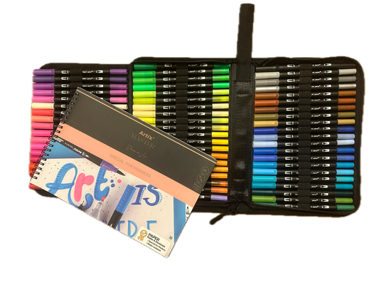 Estuche rotuladores doble punta 60 COLORES, más regalo cuaderno de dibujo