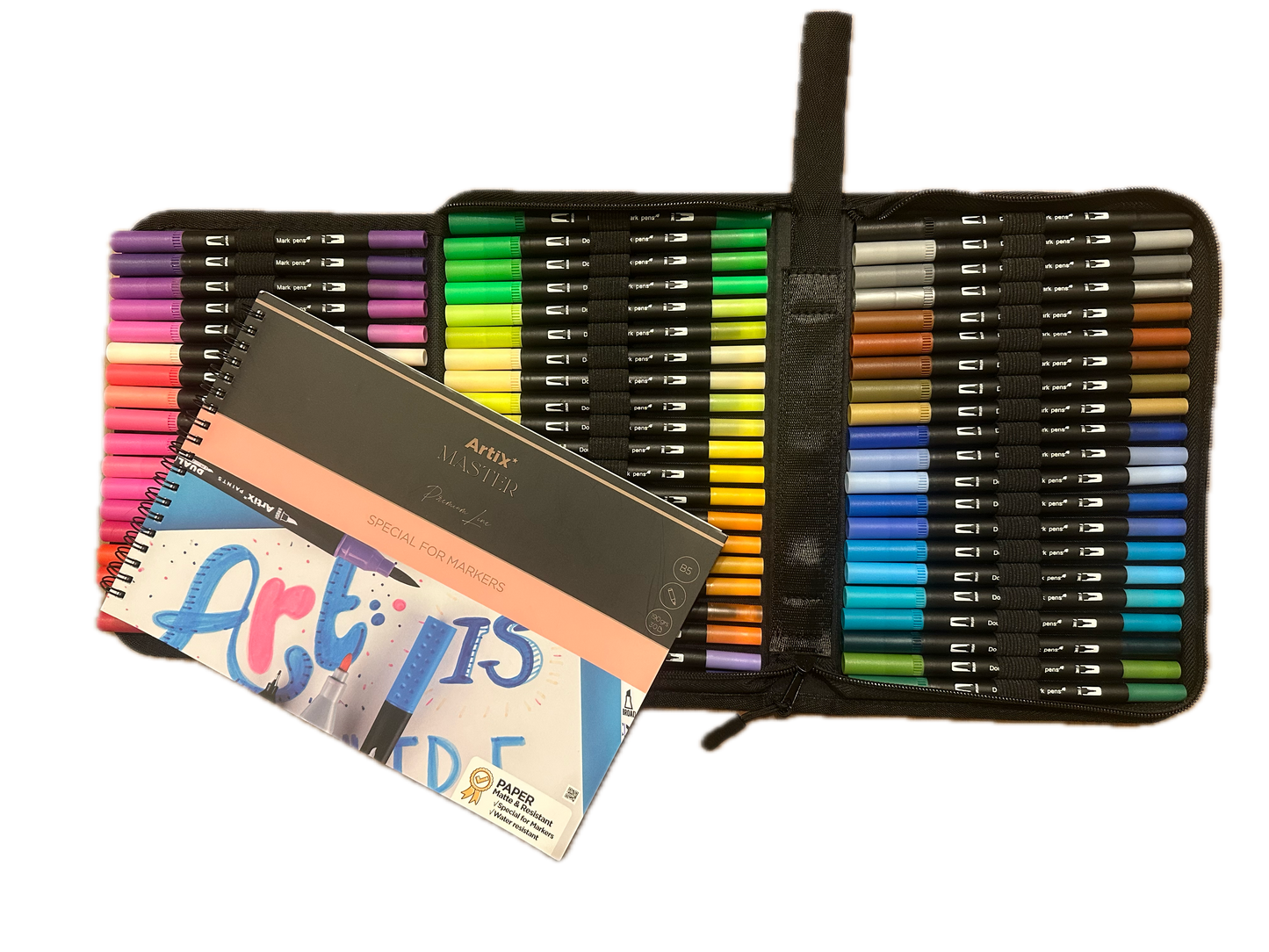 Estuche rotuladores doble punta 60 COLORES, más regalo cuaderno de dibujo